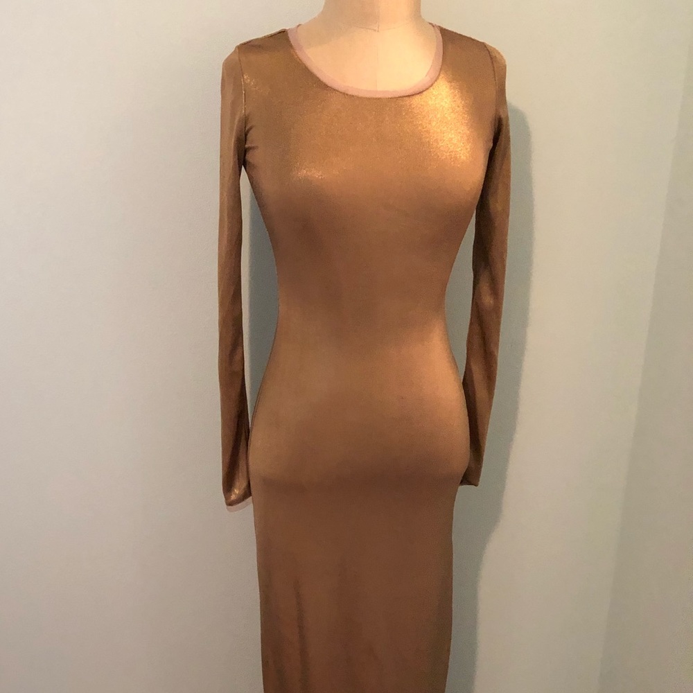 Michael Kors Gold Slit Gown